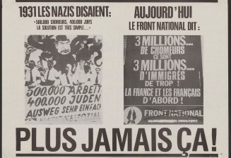 Affiche sur laquelle figure une comparaison entre une affiche NAZI et une affiche du FN