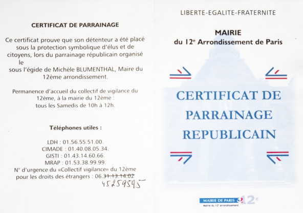 Certificat de parrainage républicain