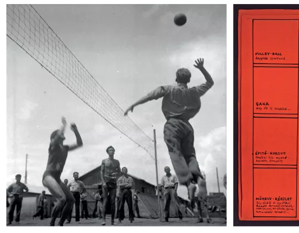 Photographie prise dans le camp de Gurs de prisonniers faisant du sport