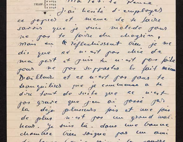 Moise Kisling, lettre à sa femme Renée, 19 octobre 1940