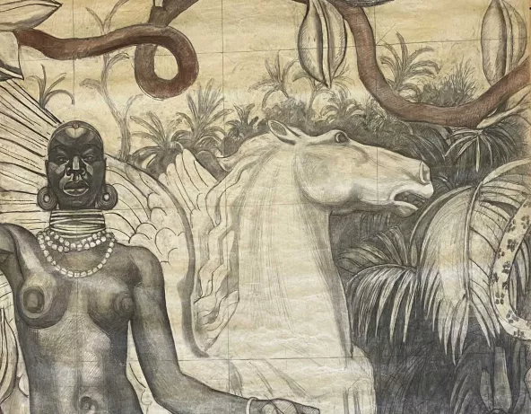 Poncif de la fresque du salon Afrique par Louis Bouquet