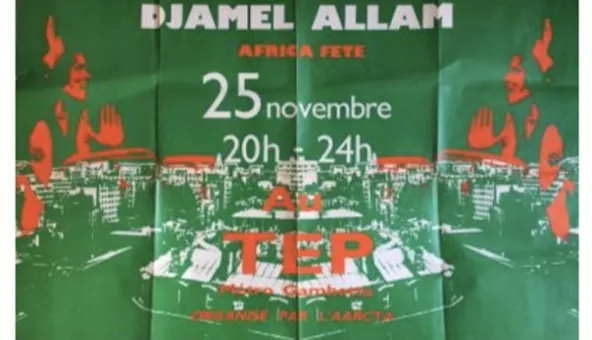Affiche pour le concert de Djamel Allam au TEP, métro Gambetta, dans le cadre du festival Africa fête