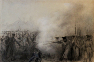 tableau"Le massacre des Polonais à Fischau en 1832" de Auguste Raffet