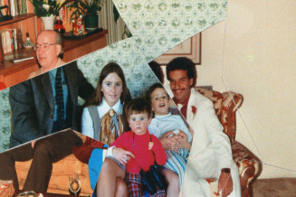 Oeuvre de Camille Leveque "Universal Truth" - assemblage de photos de famille