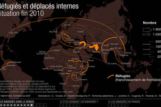 Réfugiés, demandeurs d'asiles et déplacés - fin 2010 - carte 1© Atelier de cartographie de Sciences Po : Marie-Françoise Durand, Benoît Martin, Patrice Mitrano 