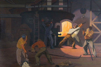 Le four électrique dans une usine de locomotive, 1949, Boris Taslitzky