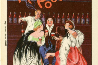 Carte postale publicitaire pour un café-bar italien