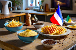 Plusieurs spécialités culinaires de différents pays sur une table 