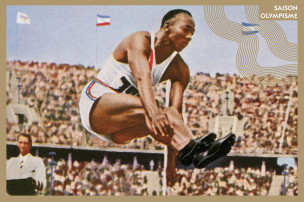 Jesse-Owens--Etats-Unis-carte-postale-colorisee