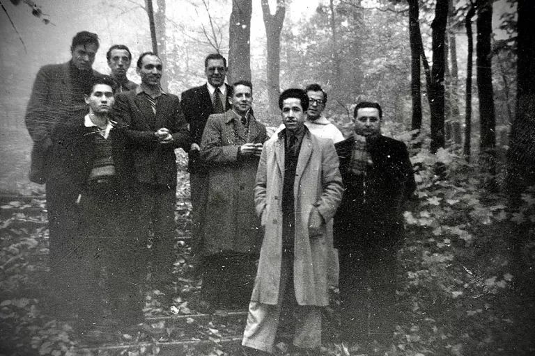 Photographie d'un collectif d'hommes dans les bois 