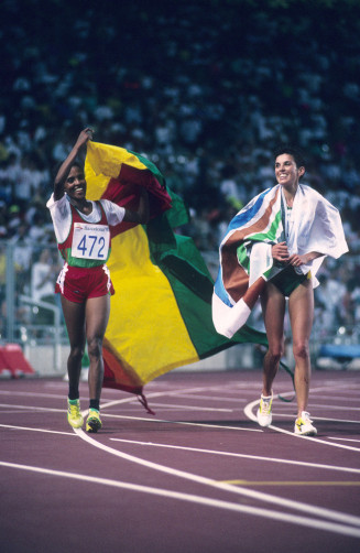 Barcelone 1992. Derartu Tulu et Elana Meyer, finale du 10 000m.