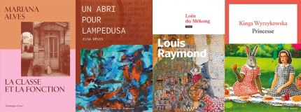 Couverture des livres "La classe et la fonction", "Un abri pour Lampedusa" "Loin du Mékong" et "Princesse"